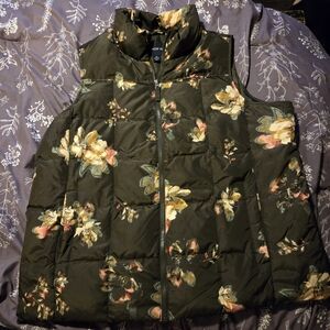 Land's End Floral Puffer Vest Size 1X